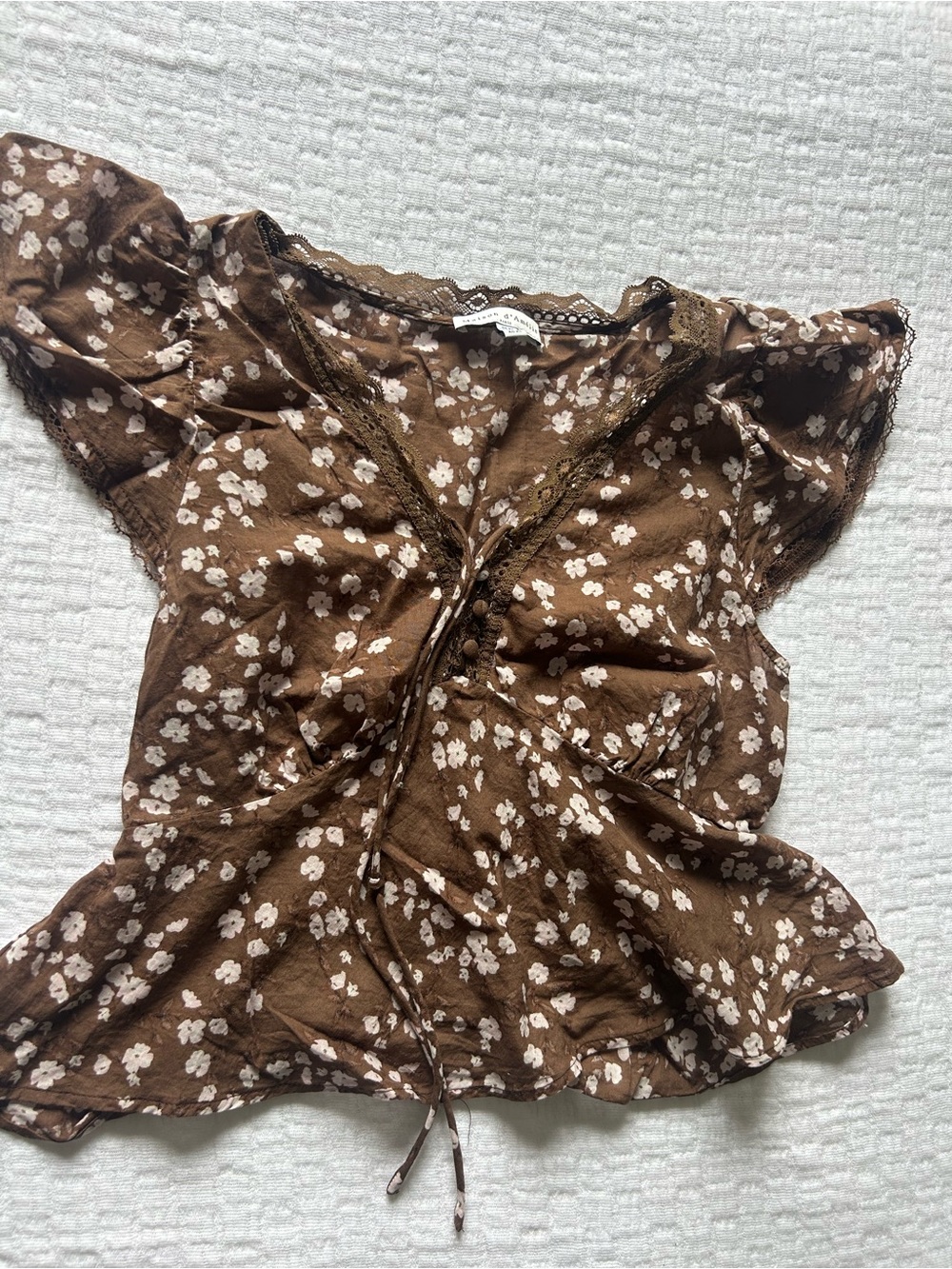 Brown Blouse With Flowers